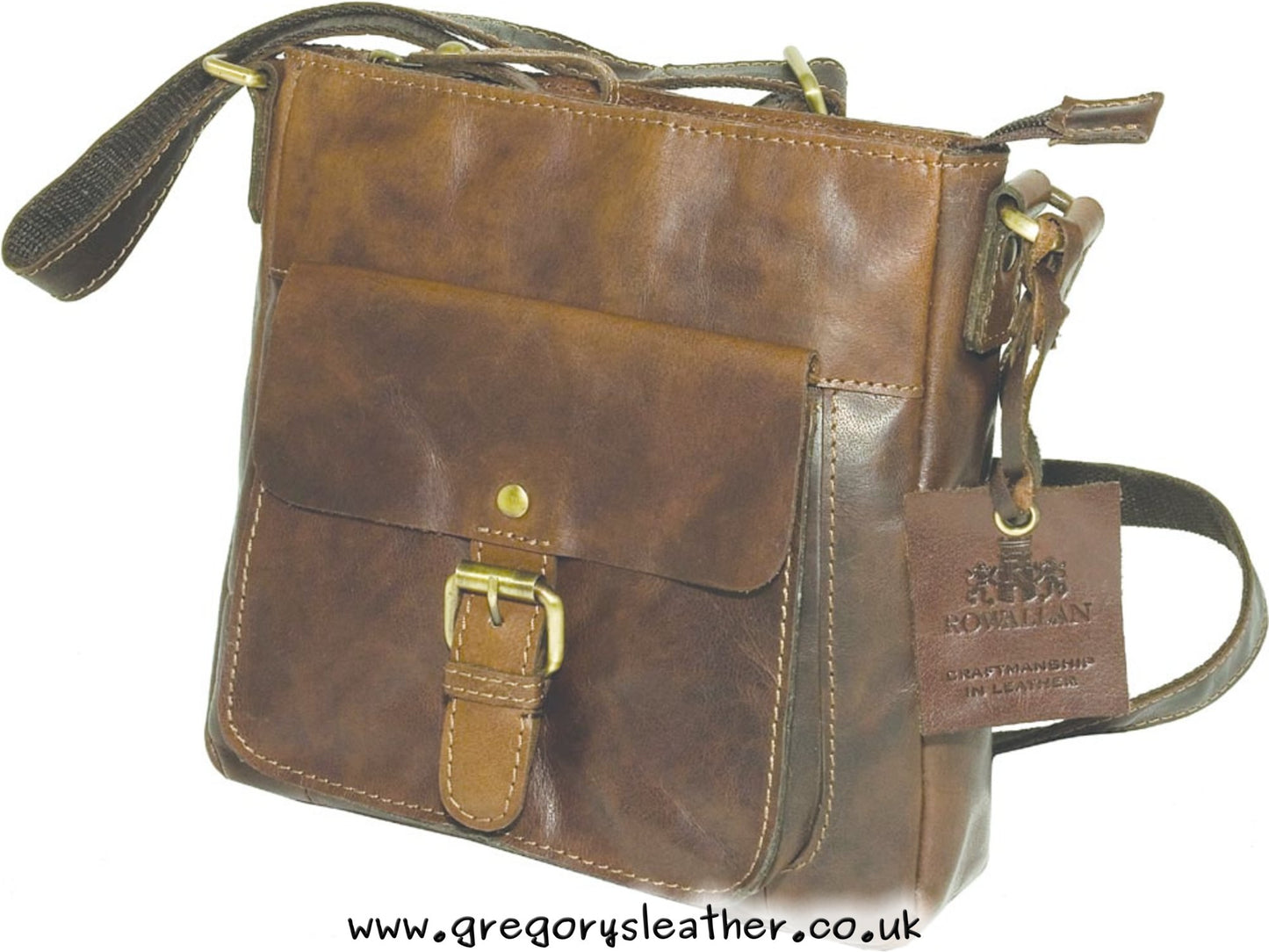 Brown Dana Leather Front Pocket Zip Top by Rowallan