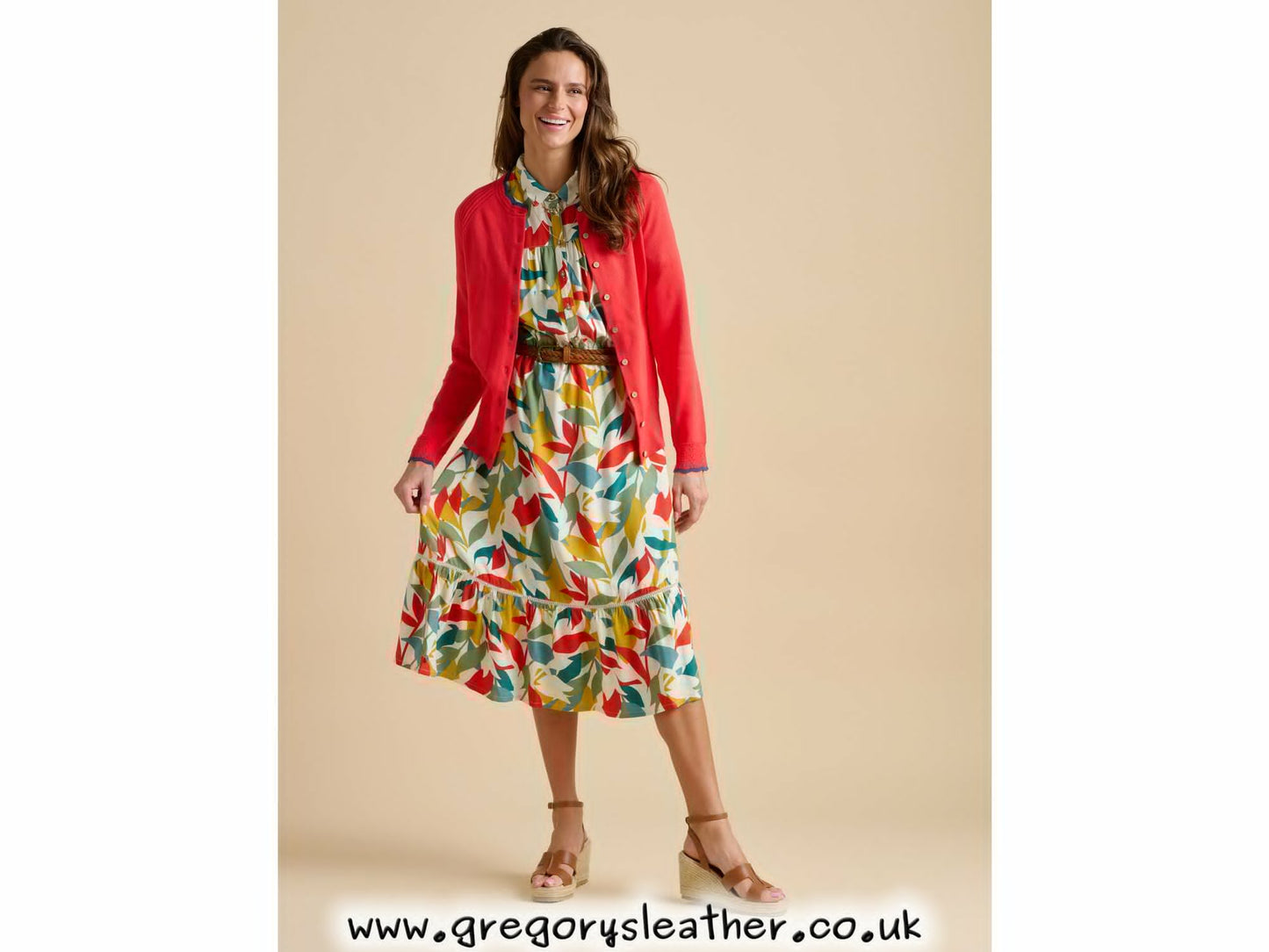 Multi Falling Leaves Midi Dress by Brakeburn