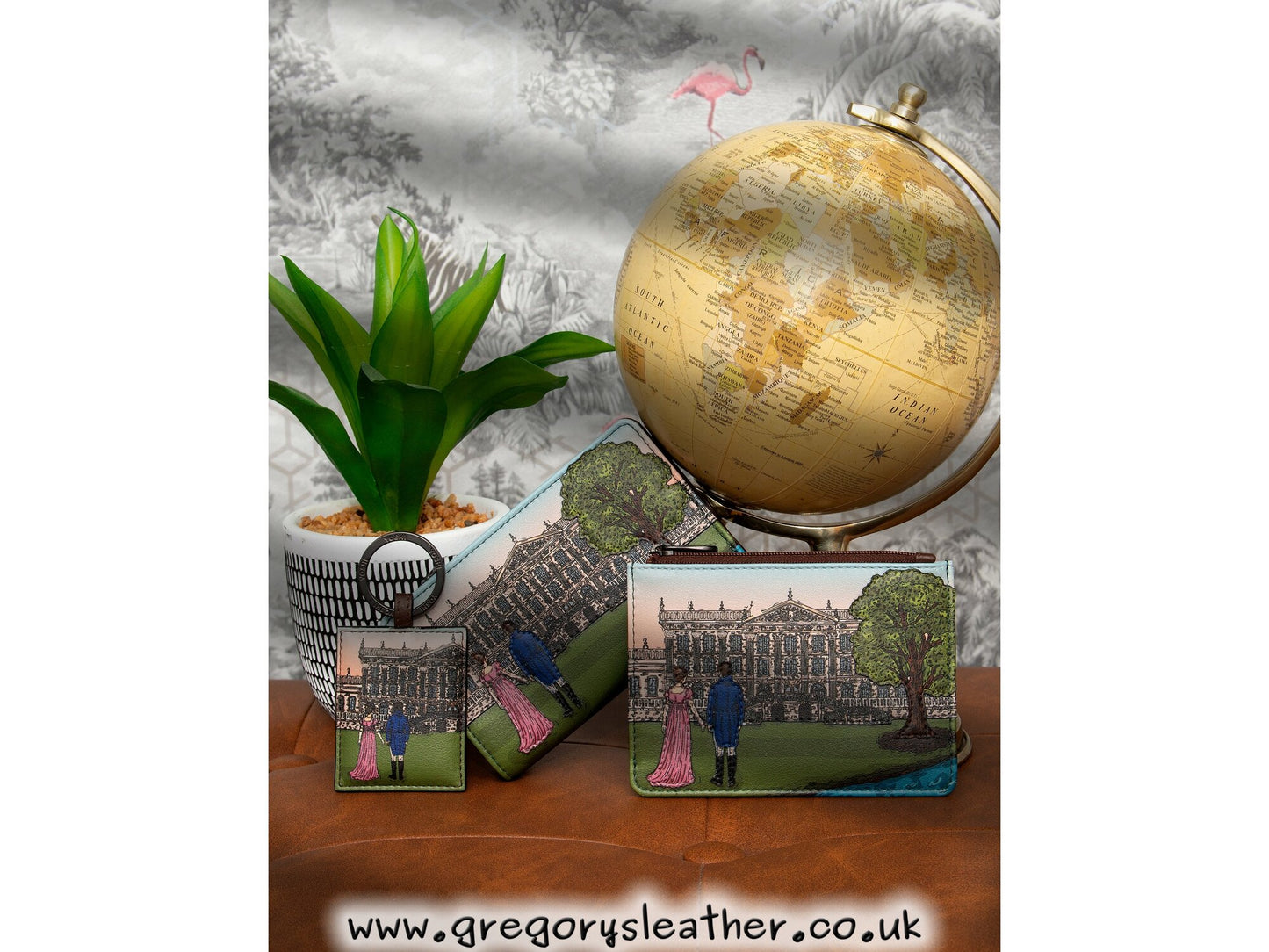 Brown Pemberley 1813 Jane Austen Zip Around Leather Purse by Yoshi