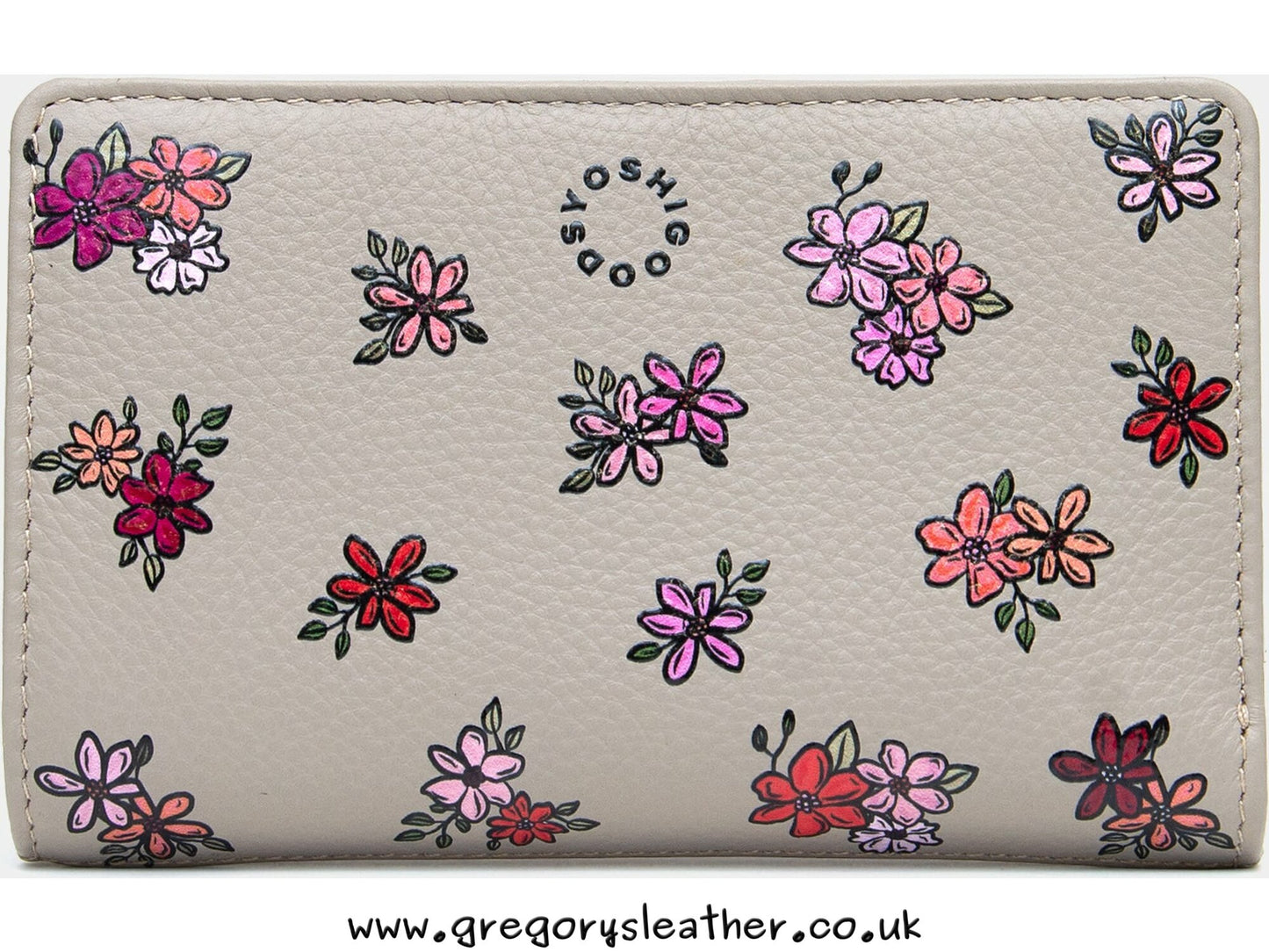 Ditsy Floral Flap Over Zip Around Leather Purse by Yoshi