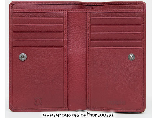 Cherry Red Bookworm Zip Around Leather Purse by Yoshi