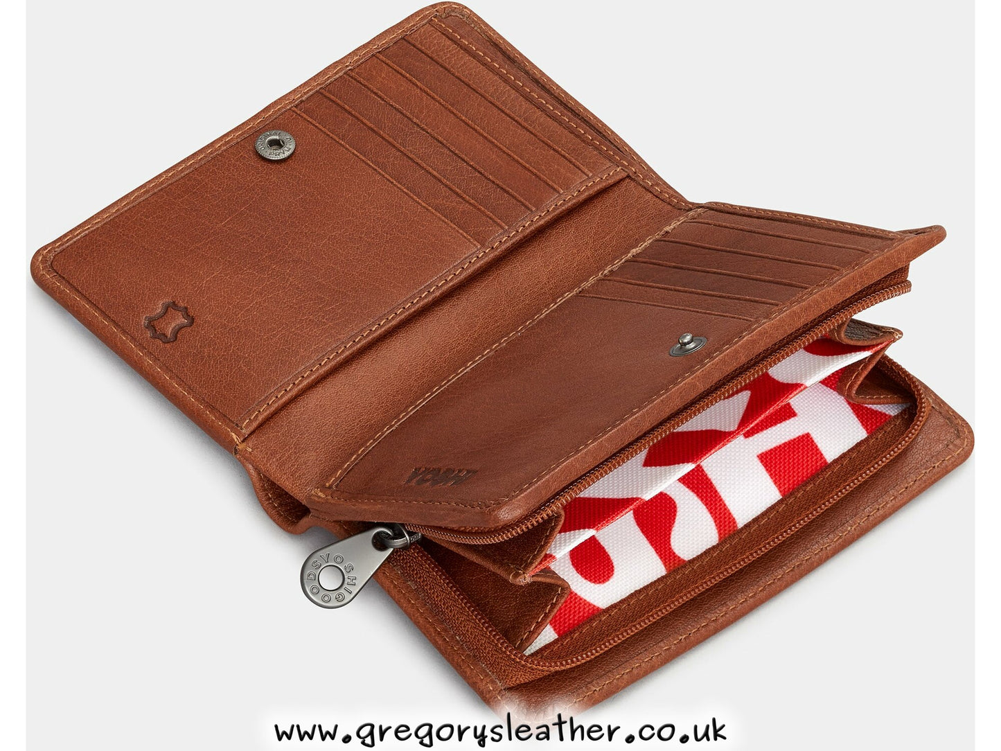 Tan William Shakespeare Shakespeare Bookworm Library Zip Around Leather Purse by Yoshi