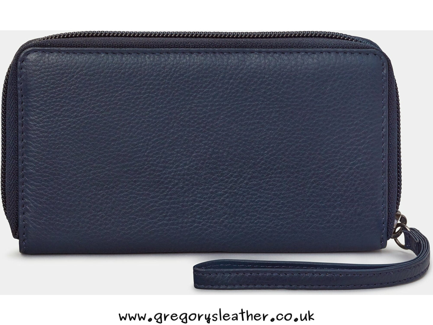 Navy Jane Austen Bookworm Zip Round Leather Purse With Strap by Yoshi