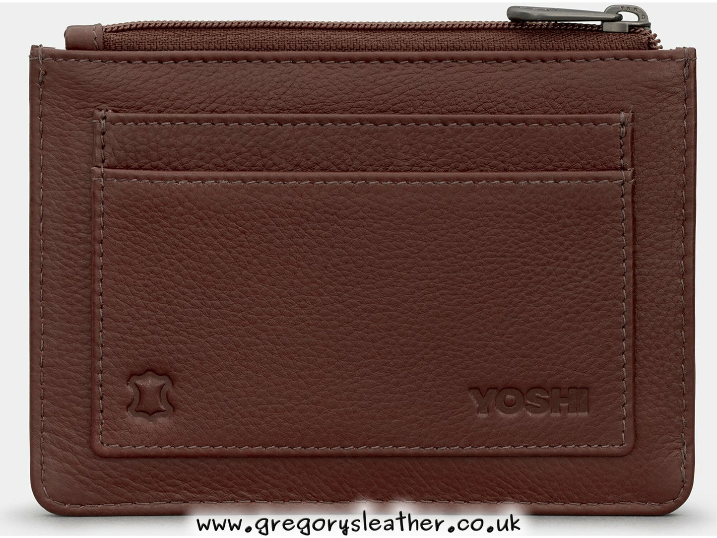 Brown Curiosity Bookshop Zip Top Leather Purse by Yoshi