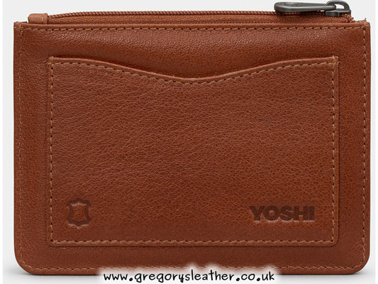 Tan Shakespeare Bookworm Zip Top Leather Purse by Yoshi