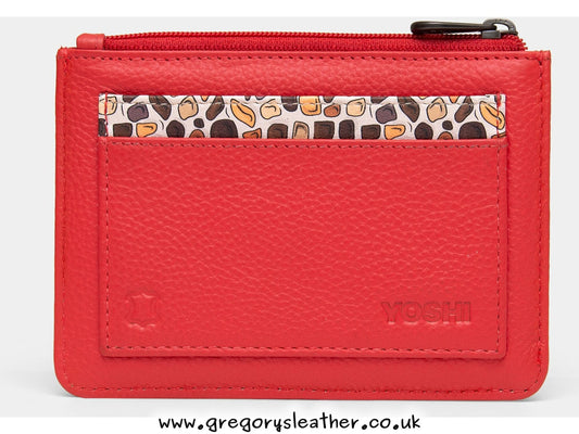 Red Mother's Pride Zip Top Leather Purse by Yoshi