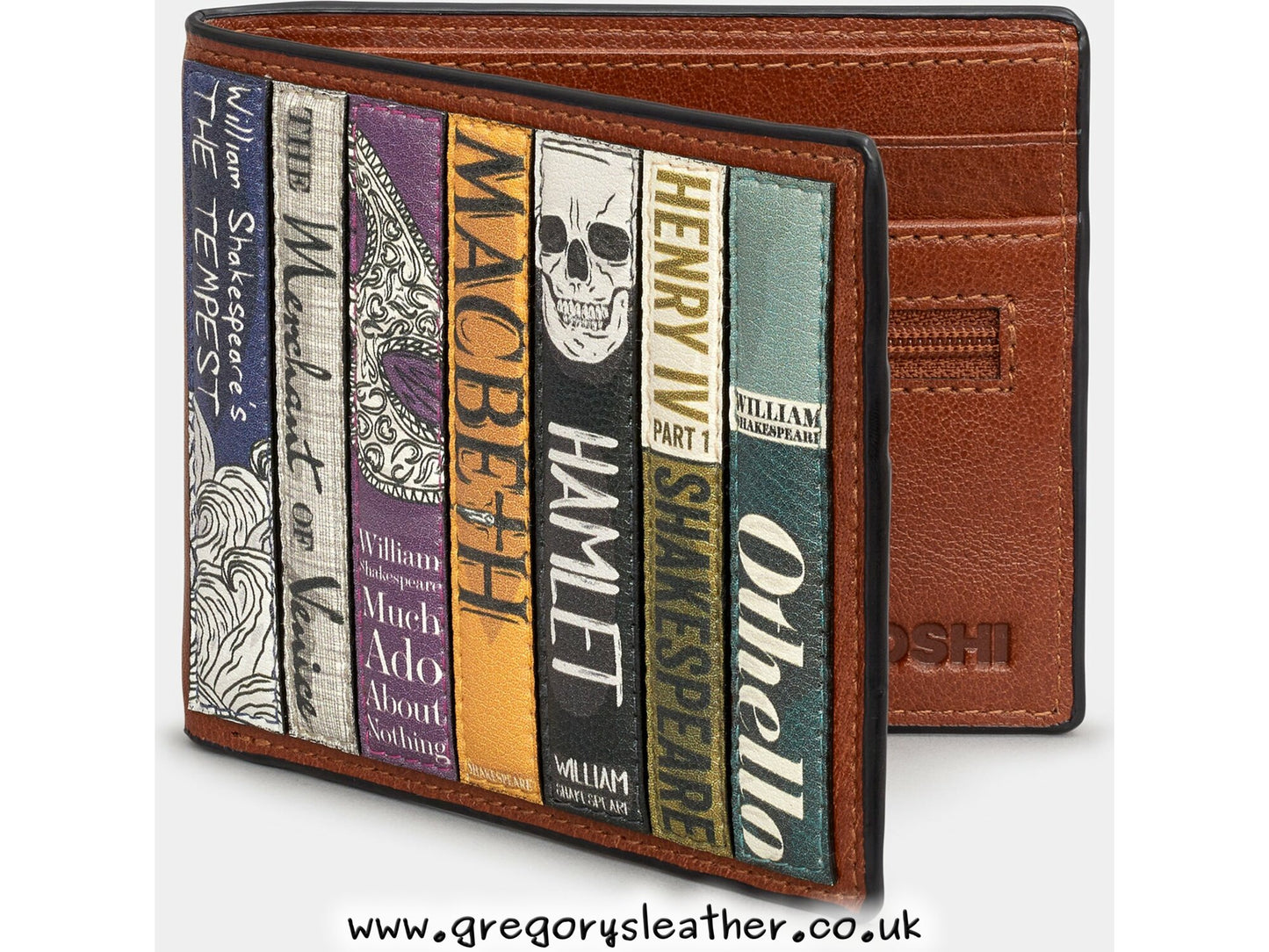 Brown Shakespeare Bookworm Leather Wallet by Yoshi