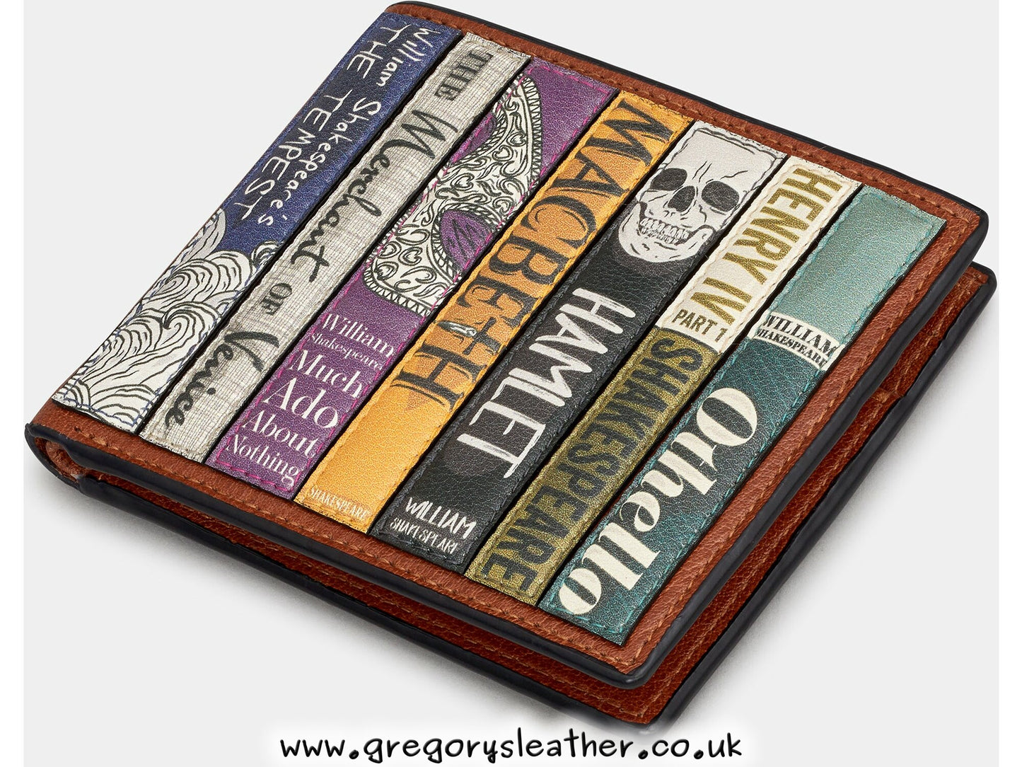 Brown Shakespeare Bookworm Leather Wallet by Yoshi