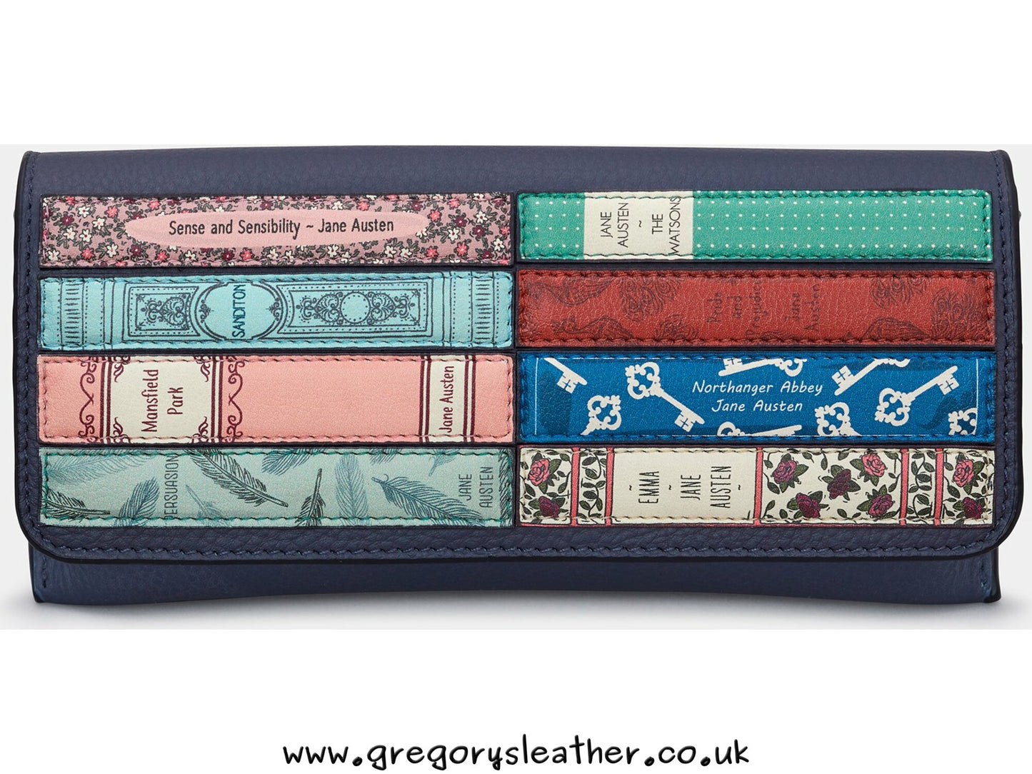 Navy Jane Austen Bookworm Leather Glasses Case by Yoshi