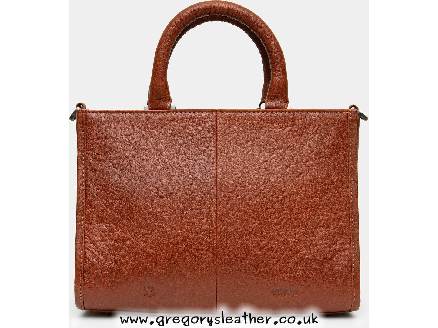 Brown Highland Cow Tweed Leather Grab Bag by Yoshi
