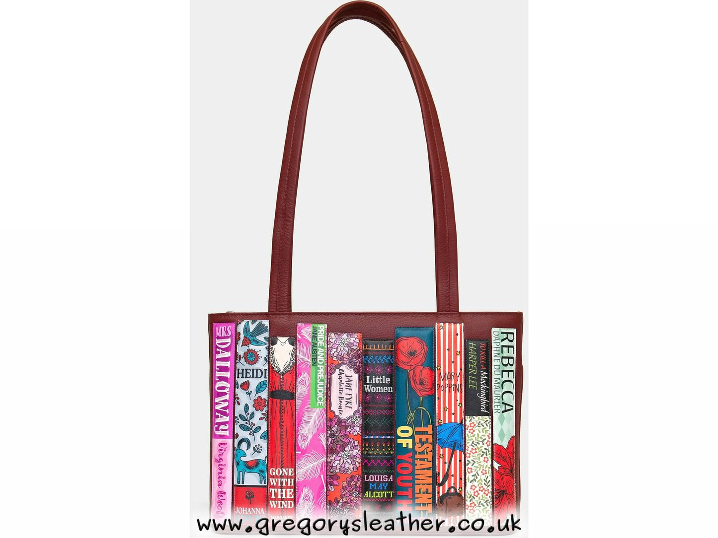 Cherry Red Bookworm Library Leather Shoulder Bag by Yoshi