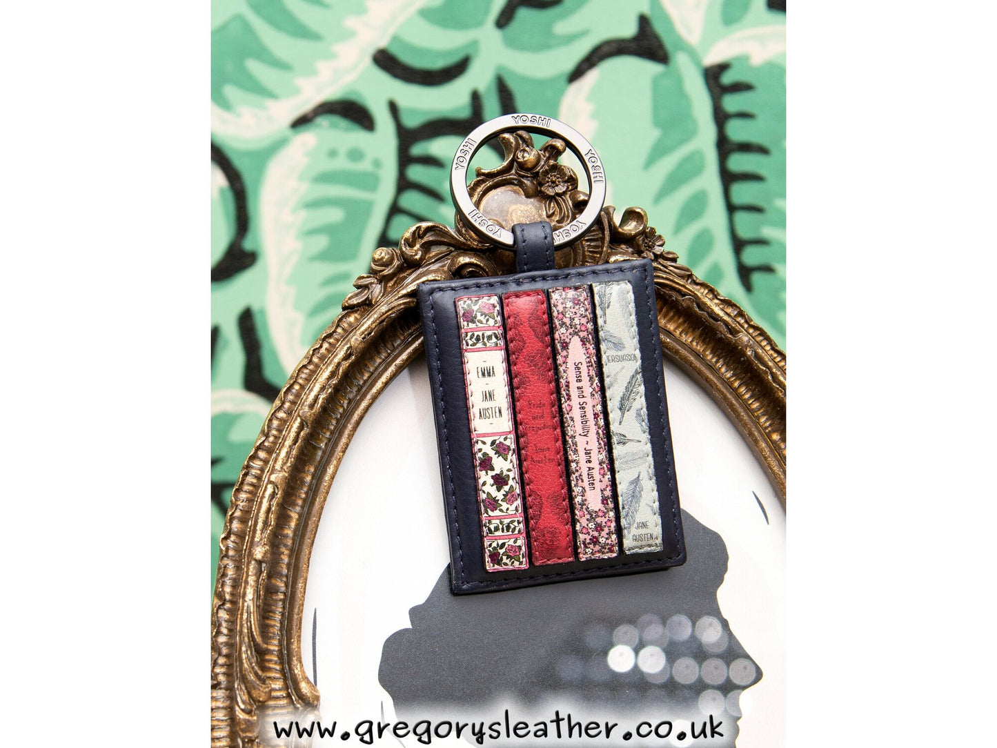 Navy Jane Austen Bookworm Library Leather Keyring by Yoshi
