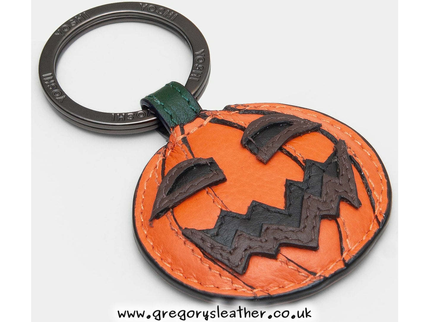 Jack O Lantern Jack O' Lantern Halloween Leather Keyring by Yoshi