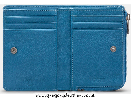 Teal Peacock Plume Leather Flap Over Purse by Yoshi