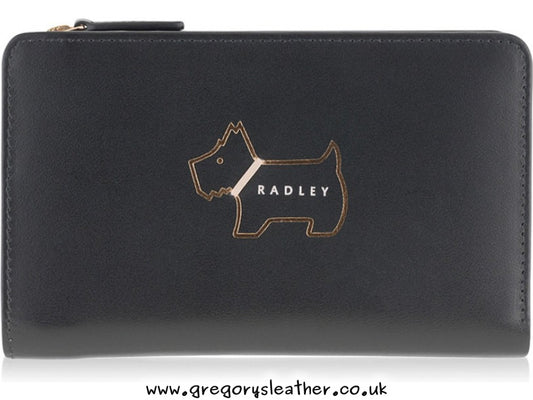 Black Heritage Dog Outline Medium Ziptop Purse by Radley