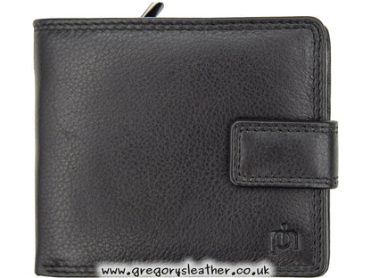 Black Washington Leather Wallet With Large Coin Pocket - by Prime Hide