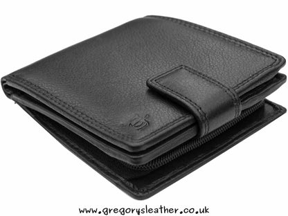 Black Washington Leather Wallet With Large Coin Pocket - by Prime Hide