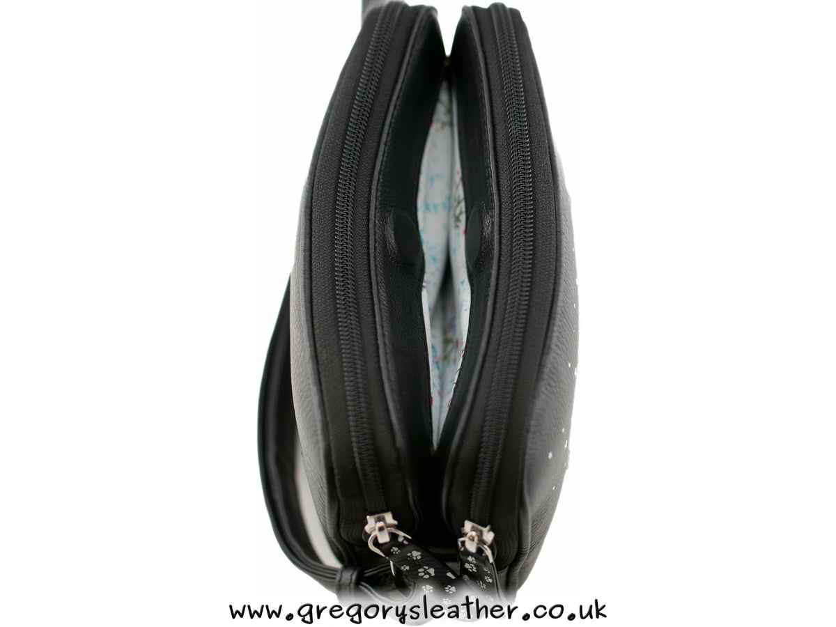 Black Midnight Double Zip Crossbody Bag - by Mala