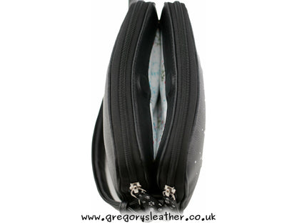 Black Midnight Double Zip Crossbody Bag - by Mala