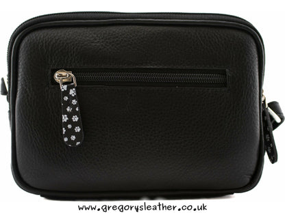 Black Midnight Double Zip Crossbody Bag - by Mala