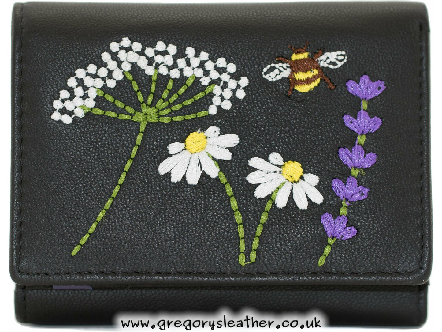 Black Blossom Tri Fold Purse - by Mala