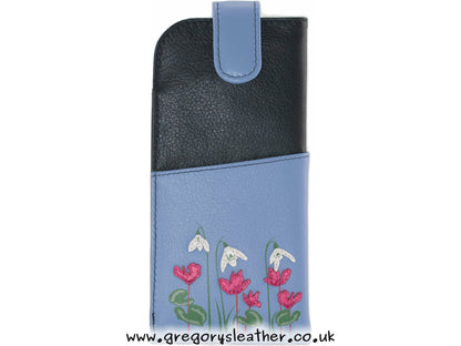 Snowdrop Leather Glasses Case - by Mala