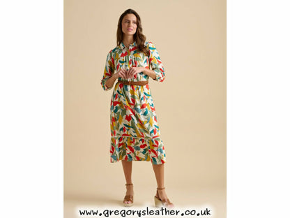 Multi Falling Leaves Midi Dress by Brakeburn