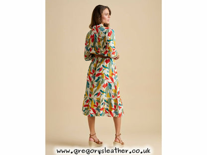 Multi Falling Leaves Midi Dress by Brakeburn