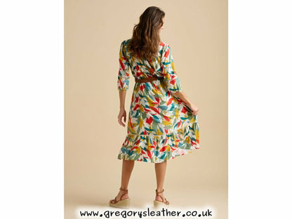 Multi Falling Leaves Midi Dress by Brakeburn