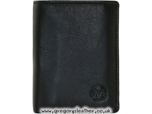 Black Origin Plain Leather Compact Shirt Wallet With Coin Pocket - by Mala