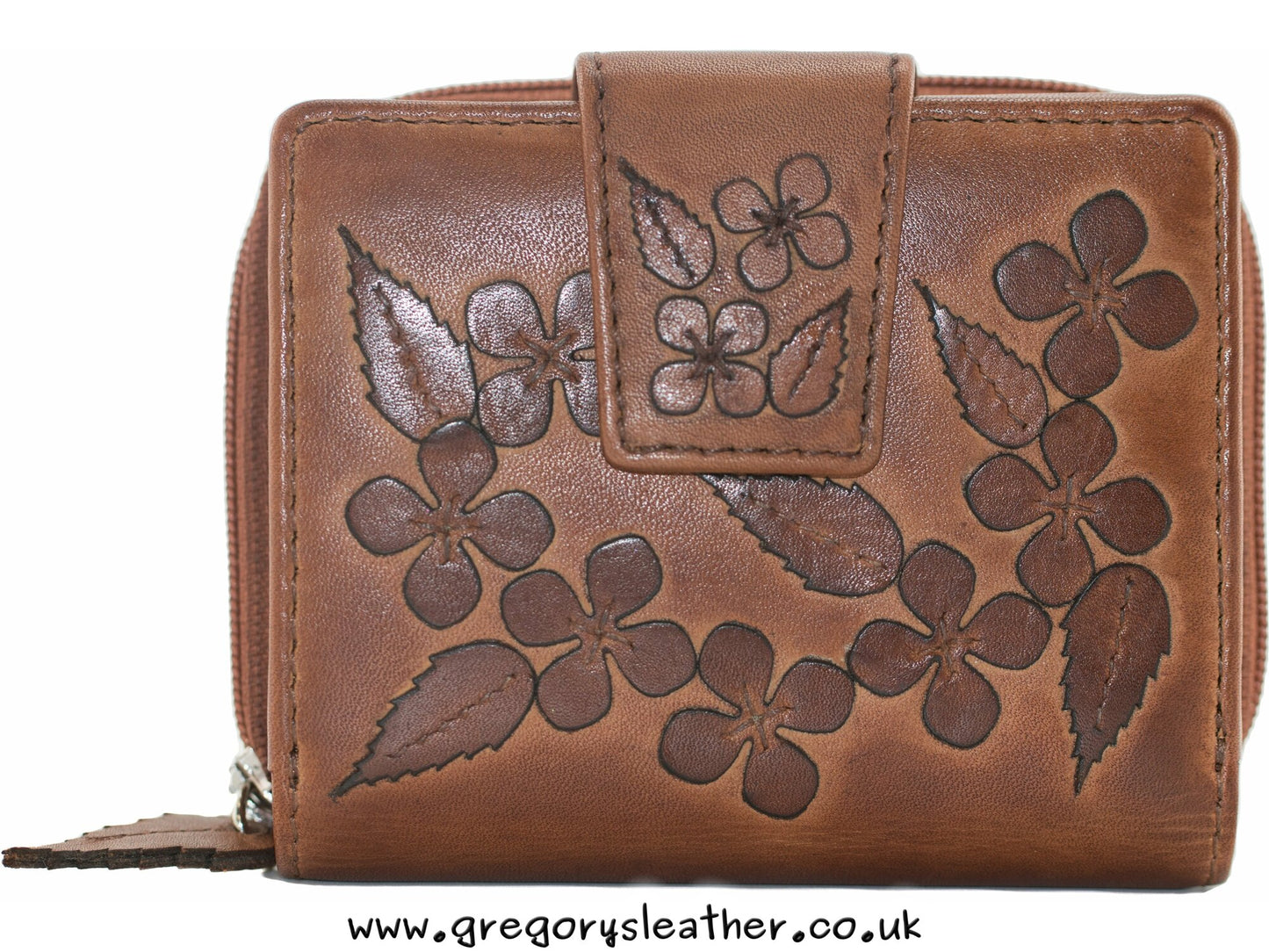 Tan Wildbloom Wild Bloom Classic Tan Leather Tab Purse - by Mala