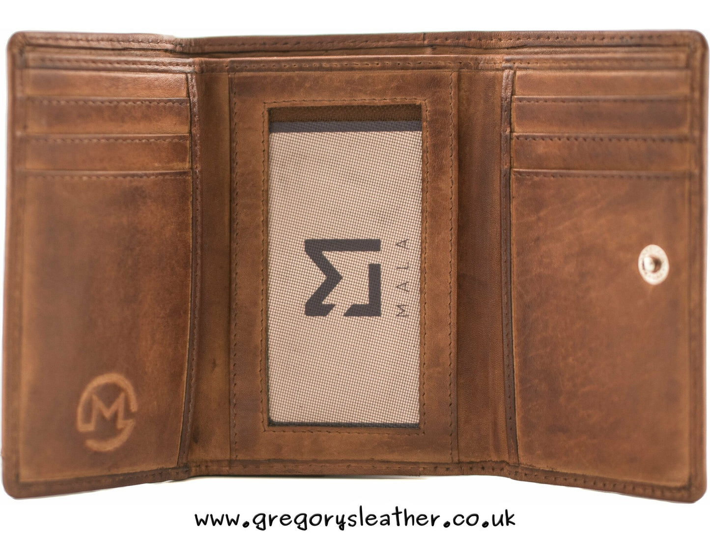 Tan Wildbloom Wild Bloom Classic Tan Leather Tri fold Purse - by Mala