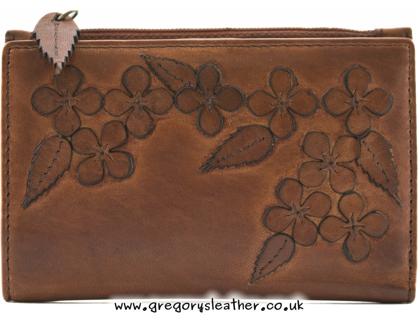 Tan Wildbloom Wild Bloom Classic Tan Leather Compact Purse - by Mala