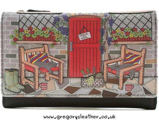 Gone To Pot Large Leather Tri fold Purse - by Mala