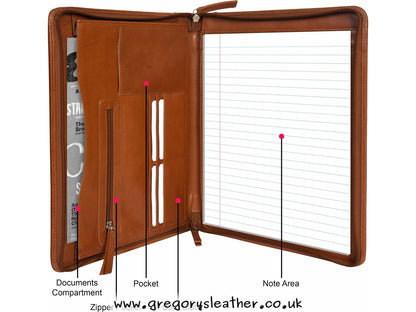 Tan  Zip-round Underarm Folio by Grains & Tan