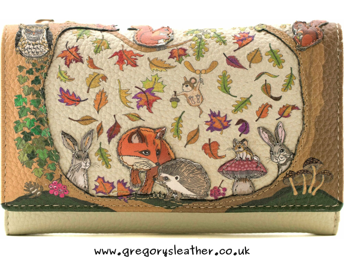 Foxglove Forest Large leather Tri fold Purse - by Mala