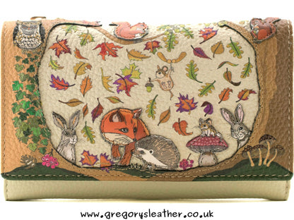 Foxglove Forest Large leather Tri fold Purse - by Mala