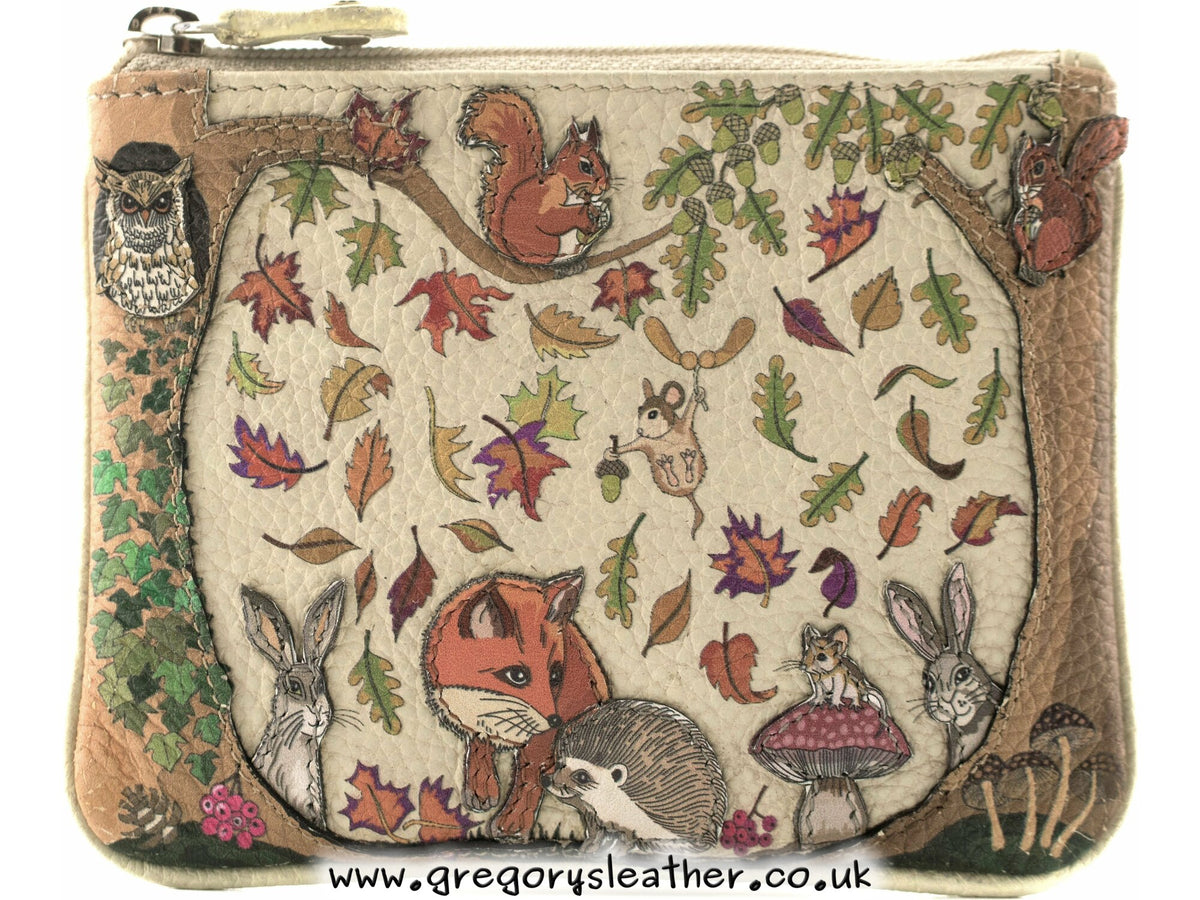 Foxglove Forest Leather Coin & Card Purse - by Mala