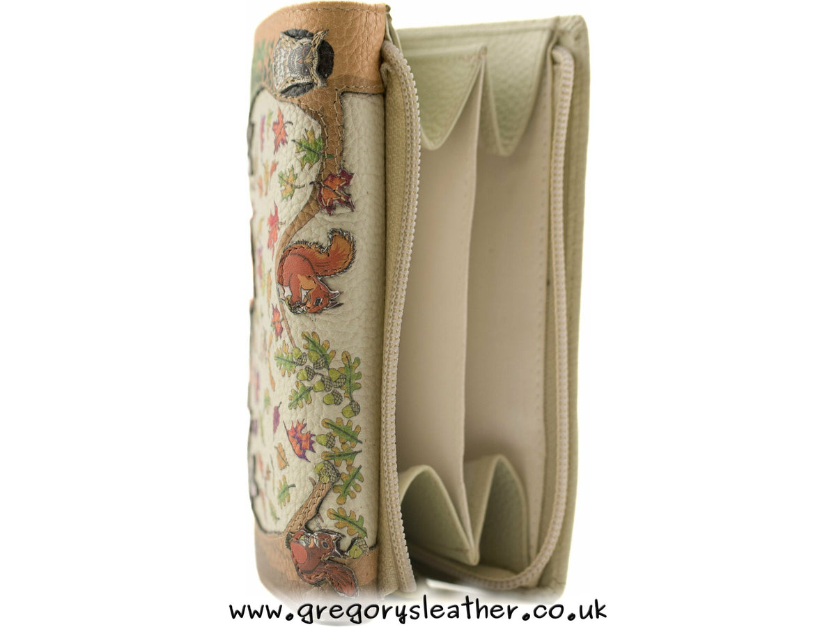 Foxglove Forest Large leather Tri fold Purse - by Mala