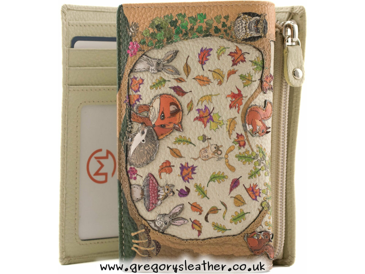 Foxglove Forest Large leather Tri fold Purse - by Mala