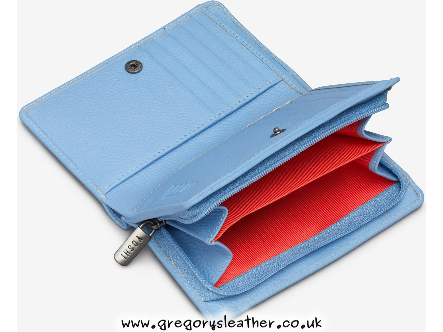 Blue Bee Happy Flap Over Zip Around Leather Purse by Yoshi