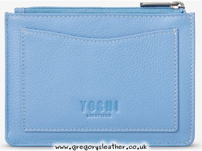 Blue Bee Happy Zip Top Leather Purse by Yoshi