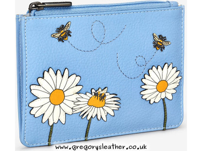 Blue Bee Happy Zip Top Leather Purse by Yoshi