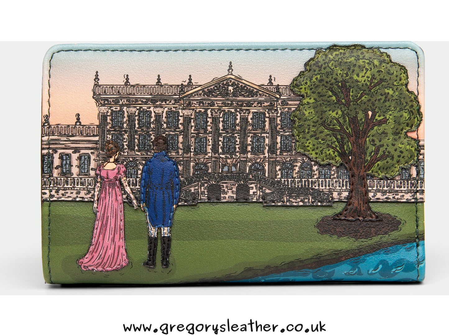 Brown Pemberley 1813 Jane Austen Zip Around Leather Purse by Yoshi