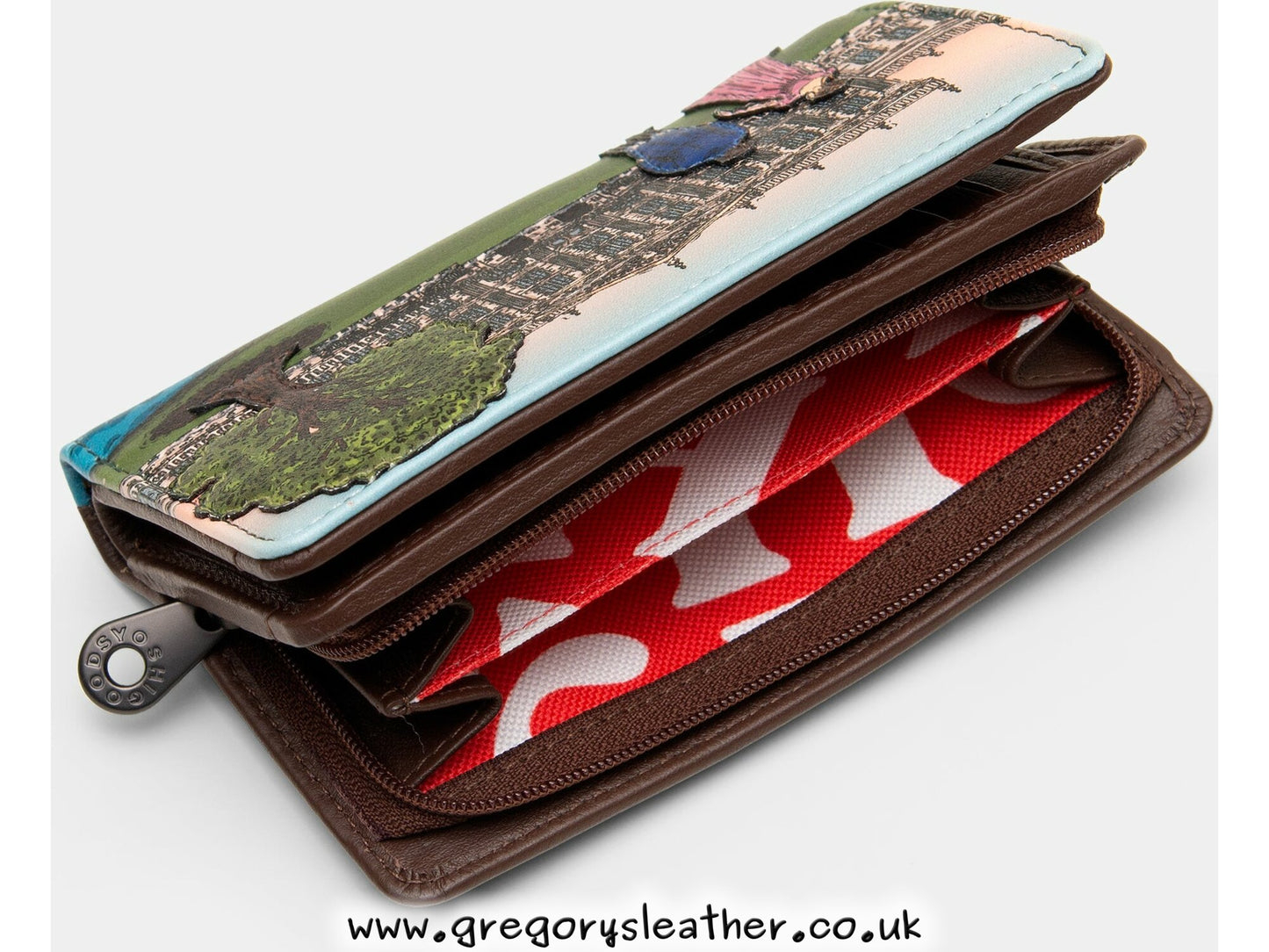 Brown Pemberley 1813 Jane Austen Zip Around Leather Purse by Yoshi