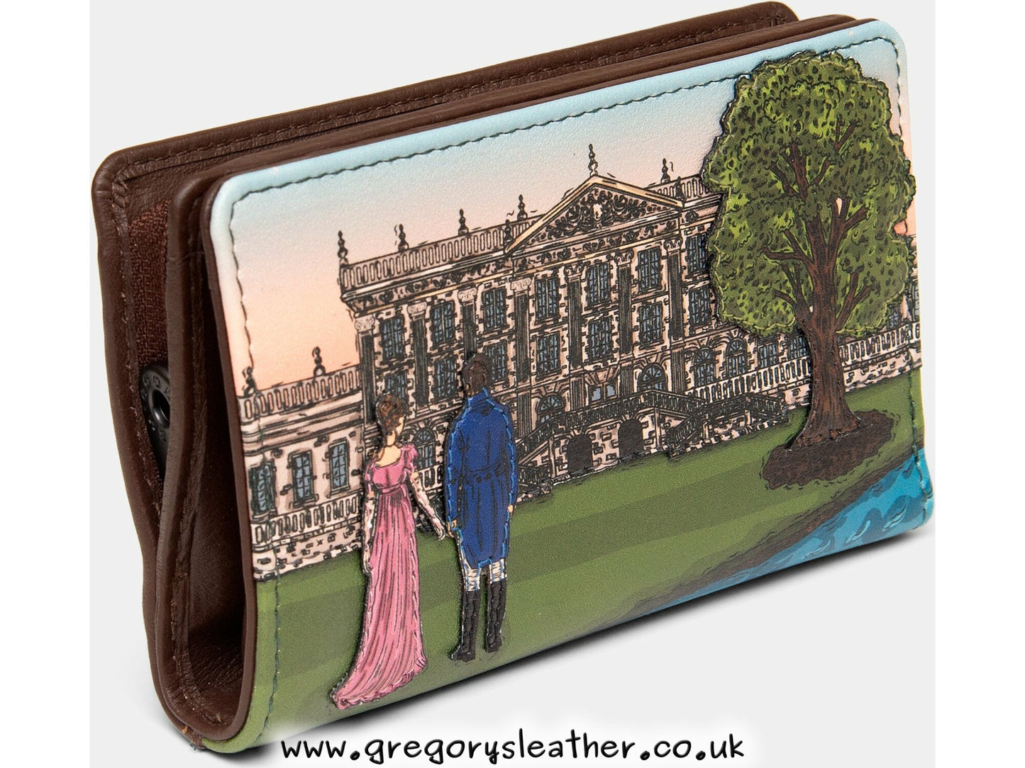 Brown Pemberley 1813 Jane Austen Zip Around Leather Purse by Yoshi