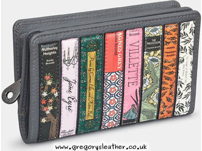 Charcoal Bronte Bookworm Library Zip Around Leather Purse by Yoshi