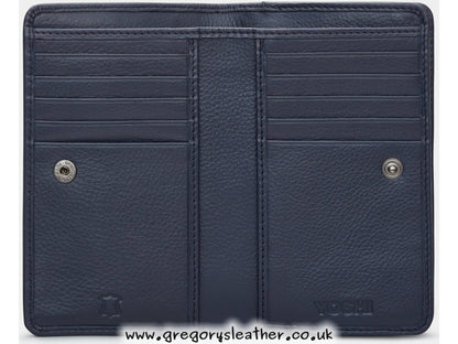 Navy Magic Of Winter Flap Over Zip Around Leather Purse by Yoshi