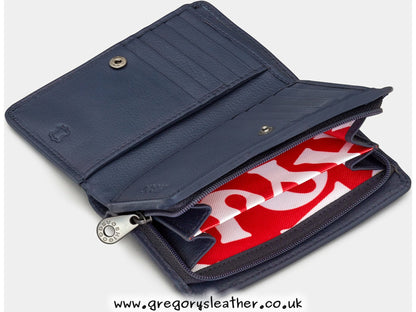 Navy Magic Of Winter Flap Over Zip Around Leather Purse by Yoshi