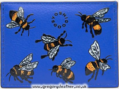 Blue Sweet Bees Leather Card Holder by Yoshi